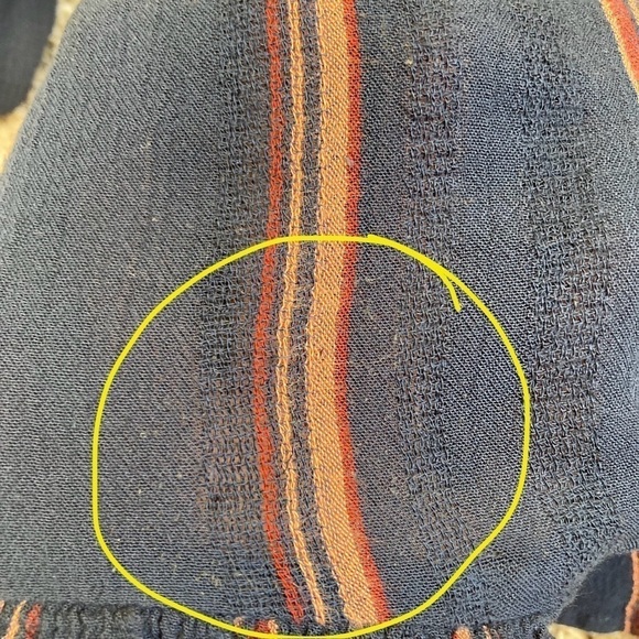 American Eagle Boho Relaxed Peasant Blouse Ruffled Navy/Rust Brown Size S - Picture 16 of 16